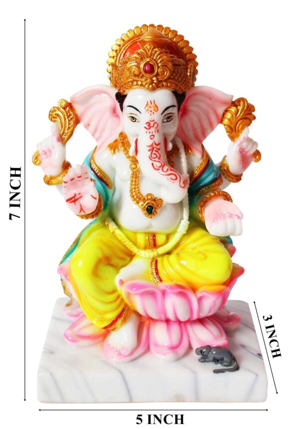 Hindu Deities Lakshmi and Ganesha Marble Statue (7 Inch) - Image 4