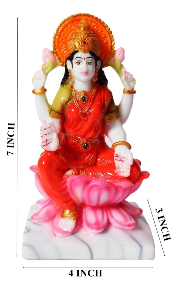Hindu Deities Lakshmi and Ganesha Marble Statue (7 Inch) - Image 6