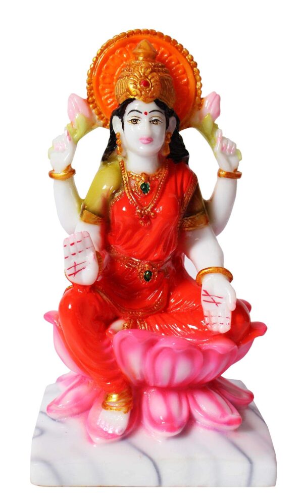 Hindu Deities Lakshmi and Ganesha Marble Statue (7 Inch) - Image 5